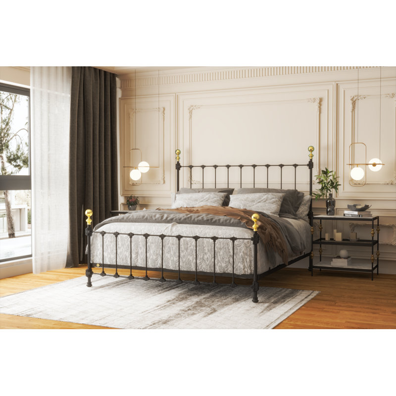 151 Palatial Bed | Complete Standard, King, Gunmetal/Antique Gold
