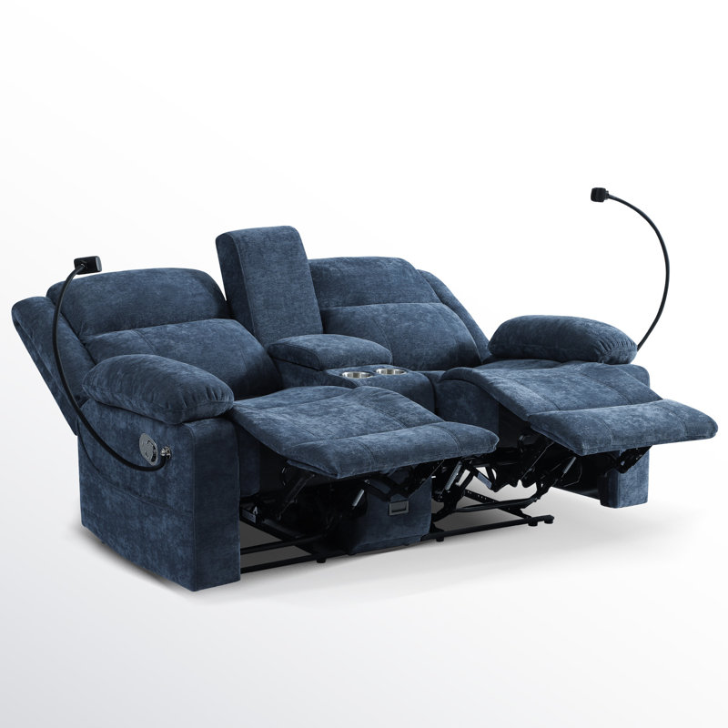 Loveseat Recliner Sofa-manual Reclining Loveseat With Console For Living Room,office,home Theater, Midnight Blue