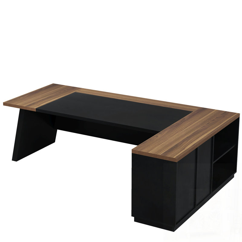 L-Shaped Executive Desk with File Cabinet & Drawers, Spacious Modern Home Office Workstation with Storage Shelves