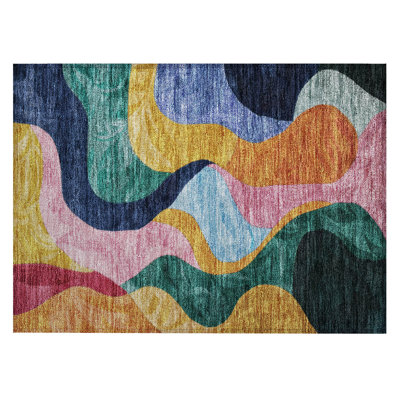 Machine Washable Indoor/Outdoor Chantille ACN1120 Green Rug
