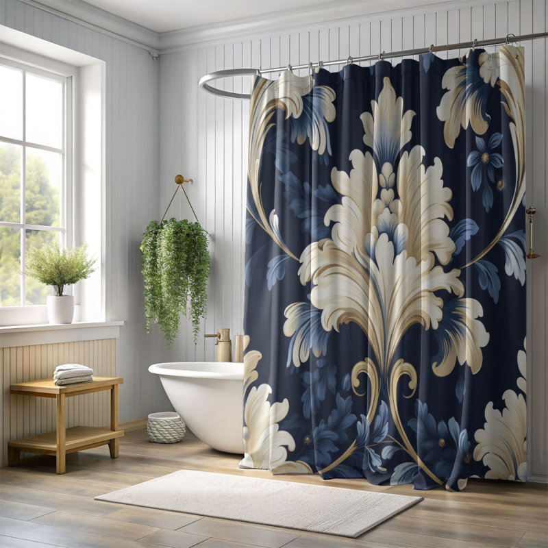 Rideau de douche 1 pièce Baroque Styles Art, H 74 po x l 71 po