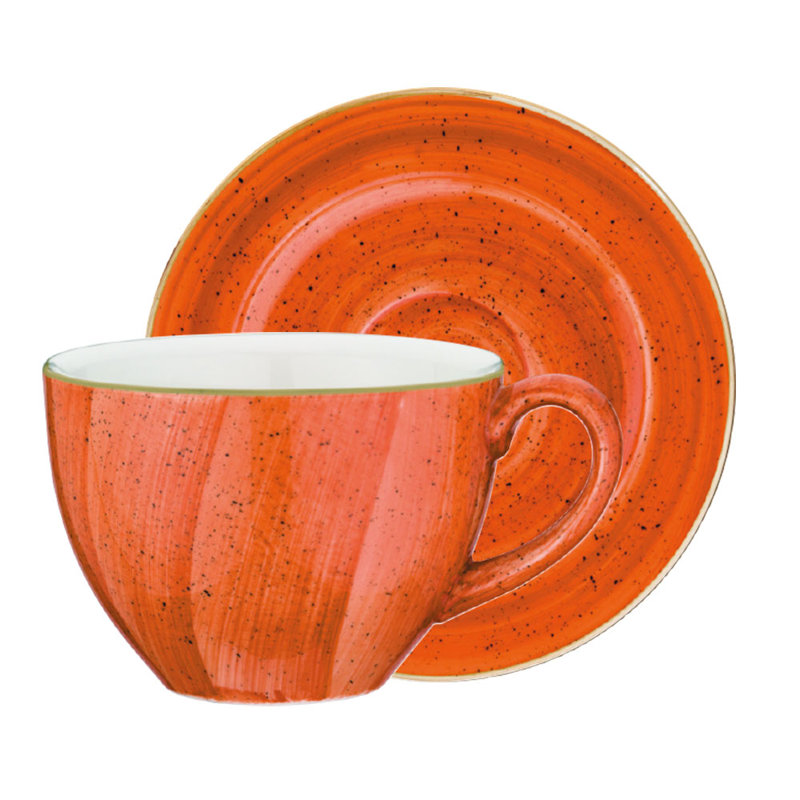 Tasse à cappuccino et soucoupe, 1, Orange