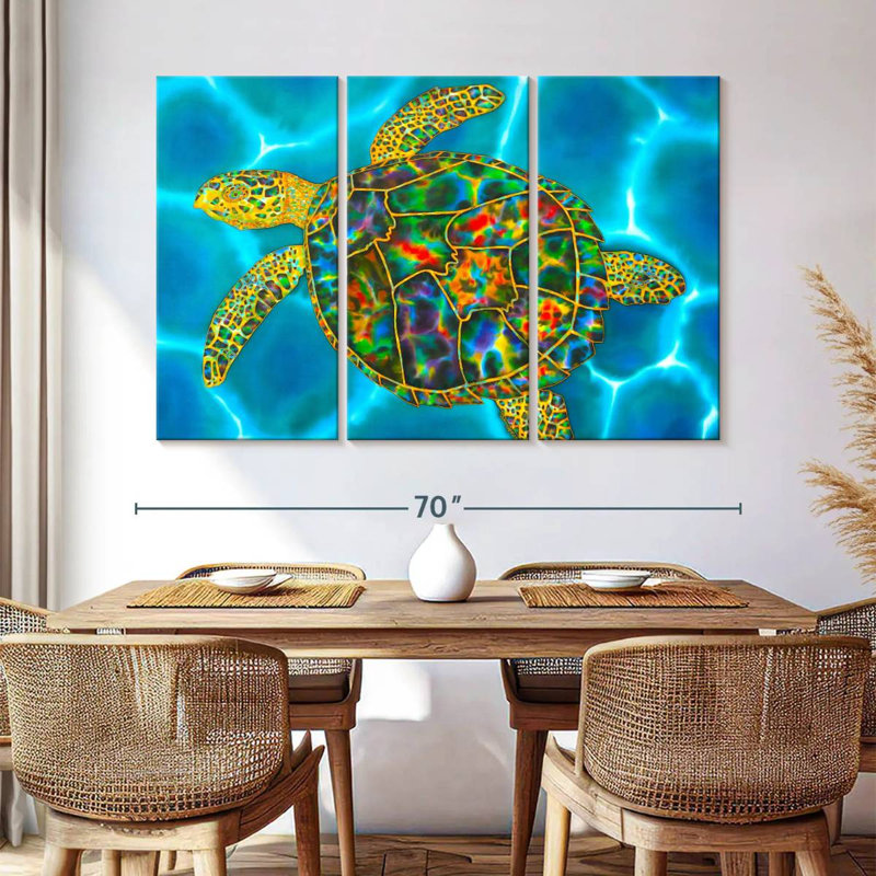 Tortue de mer Brampt opale arc-en-ciel, H 42 po x l 65 po