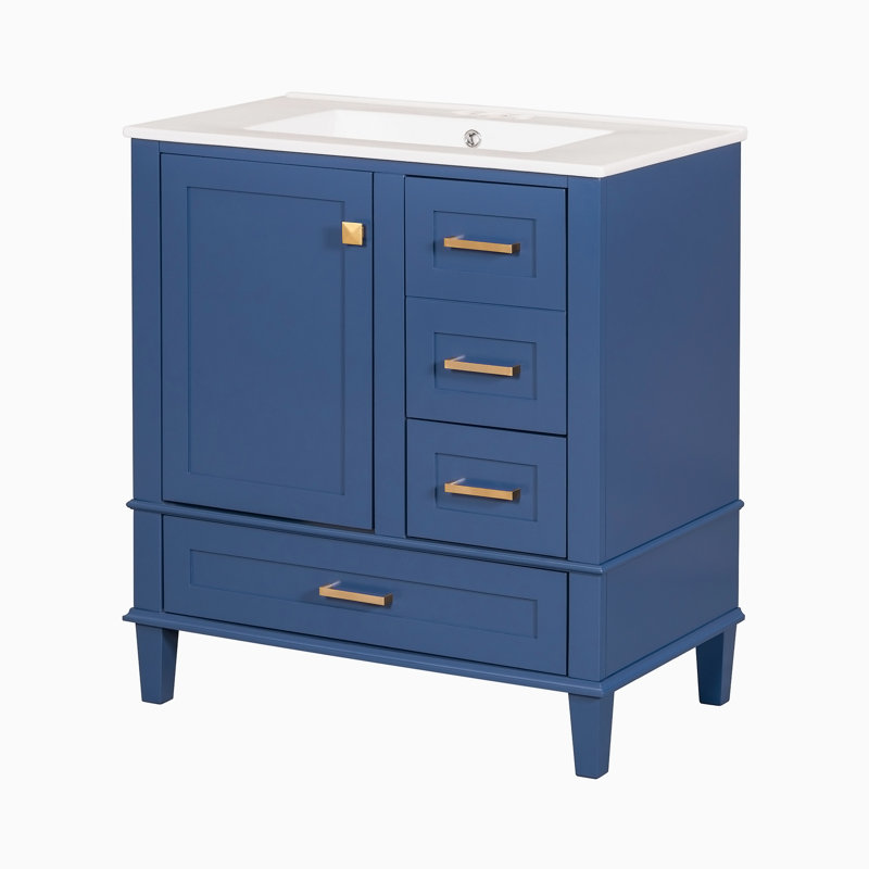 Ensemble de meuble-lavabo simple avec plateau 18,30 Neomi, Bleu