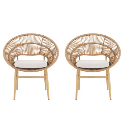 Chaise de salle à manger en osier de style papasan Cyril