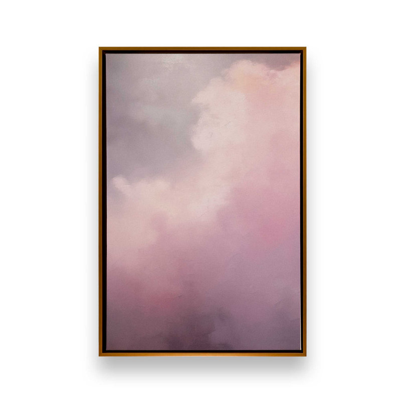 Impression sur toile 48 "x 32" Skyline pastel v1, Cadre flottant or poli, H 50 po x l 34 po x P 1,75 po