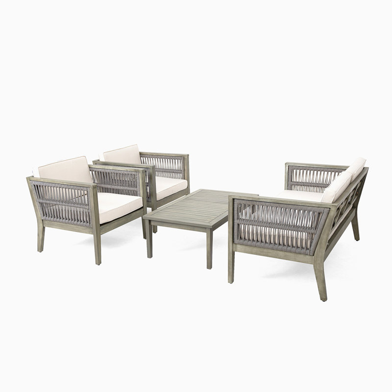 4-Pieces Acacia Wood Patio Furniture Set