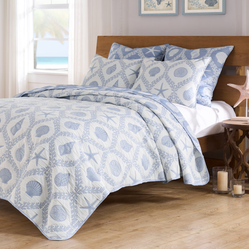 Ensemble de couvre-lit réversible en jacquard Laguna Coastal, Couvre-lit grand + 2 taies décoratives standard