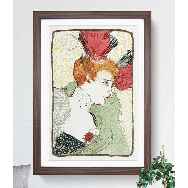 Bust of Mademoiselle Lender by Henri de Toulouse-Lautrec - Picture Frame Painting, Walnut, 90cm H x 65cm W x 2cm D