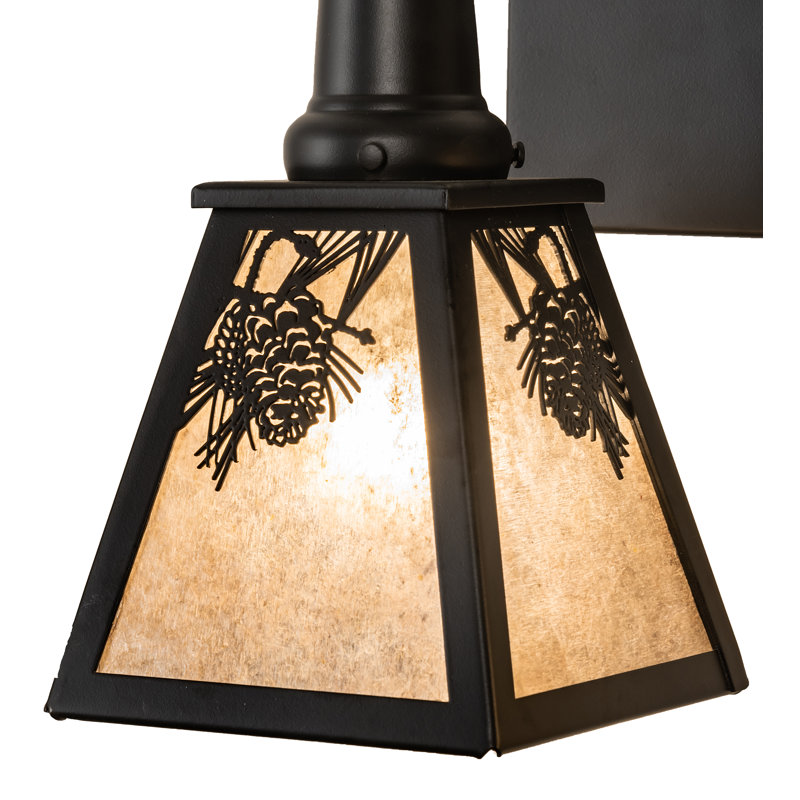 - Light Vanity Light, 10.5" H x 17" W x 8.5" D, Silver, Satin Black Wrought Iron
