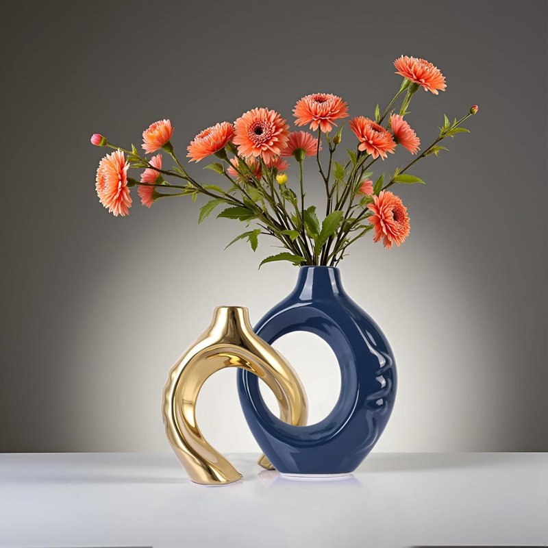 Blue Gold Ceramic Vase