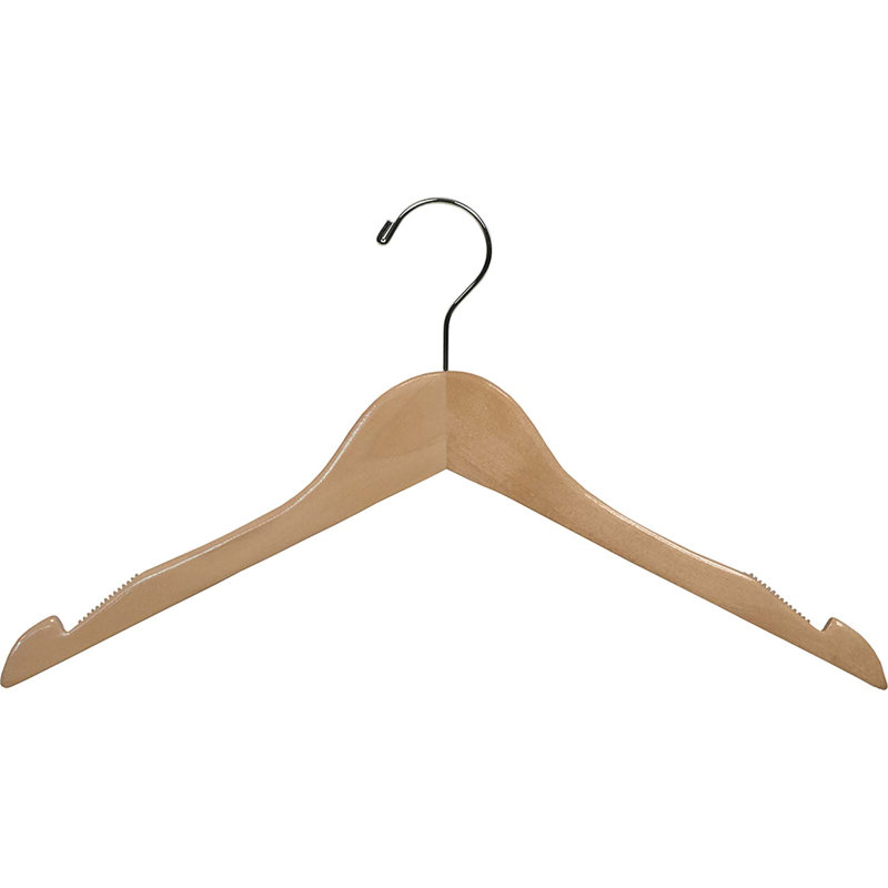 Cintre en bois antidérapant, 50, Neutre / chrome