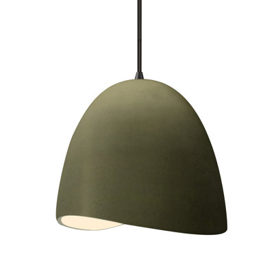Radiance - Brisa 1-Light Pendant - Matte Green - Matte Black - 12.5"W x 12.25"H - Dedicated LED - Black Cord