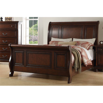 Grand lit-bateau Pine Wood, brun cerise