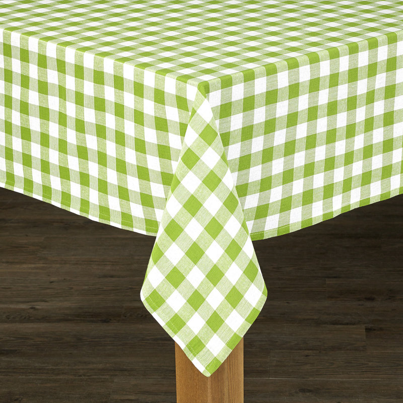 Andreas Gingham 100% Cotton Square/Oval Tablecloth, Green, 60" W x 120" L