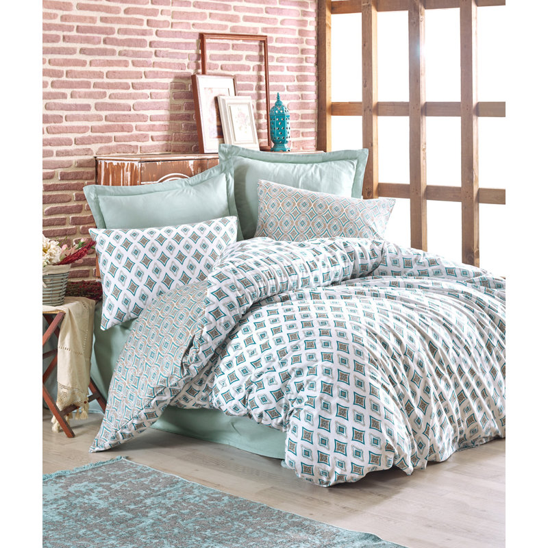 Ensemble de housse de couette 100% coton Eliana, King Duvet Cover  + 2 King Pillowcases