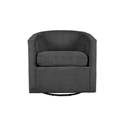 Chaise pivotante en velours côtelé gris foncé avec rembourrage en fibres, base en métal pour fibres durables, support