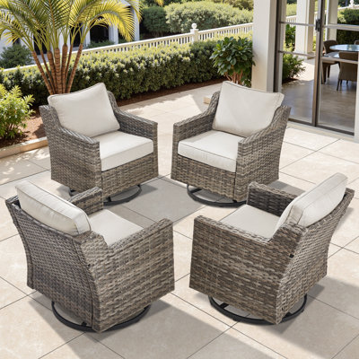 Arlene Outdoor Wicker Swivel Rocker Chair With Cushions(Set Of 4) by Red Barrel Studio