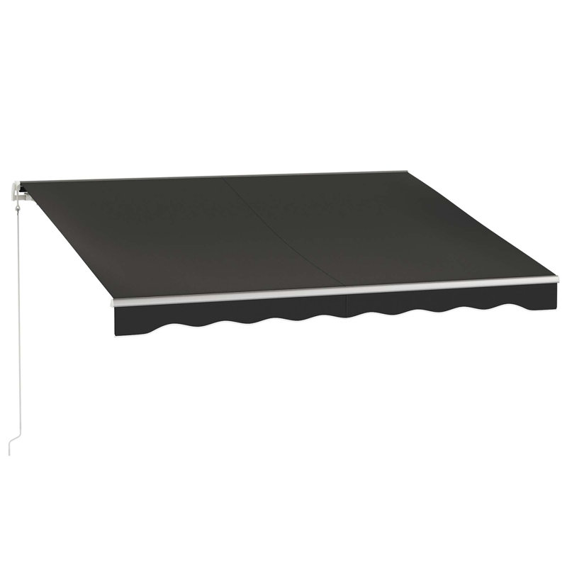 Outsunny Polyester Cover Retractable Patio Awning, Solid Color, 59.1" H x 141.75" W x 118" D, Black