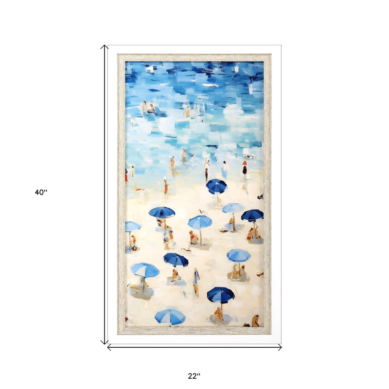 Aerial Beach View White Framed Wall Art