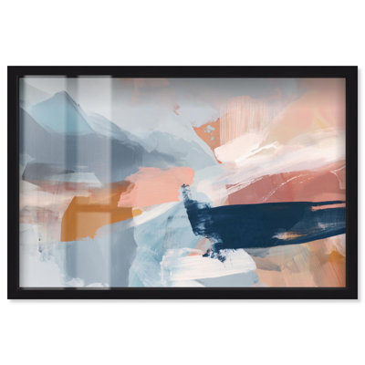 Crashing Tide I Shadowbox Print Blue Abstract Decor by Art Remedy, Black Frame, 31 x 21