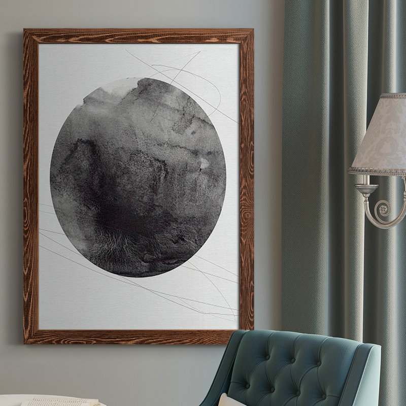 Graphite Moon I, reproduction encadrée de qualité supérieure - prête à être accrochée, H 37,5 po x l 27,5 po, Pas de tapis