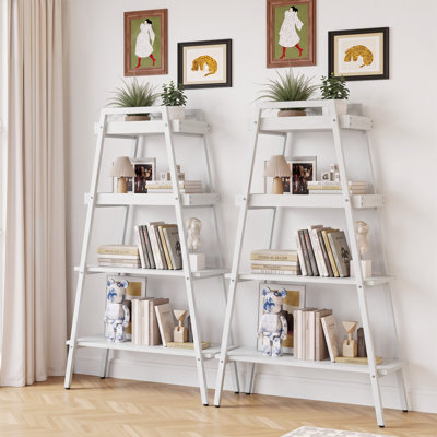 Ensemble de 2 étagères, ensemble de 2 étagères, étagère industrielle à 4 niveaux, support à plante moderne en A et support décoratif pour le salon, le bureau à domicile et la chambre à coucher