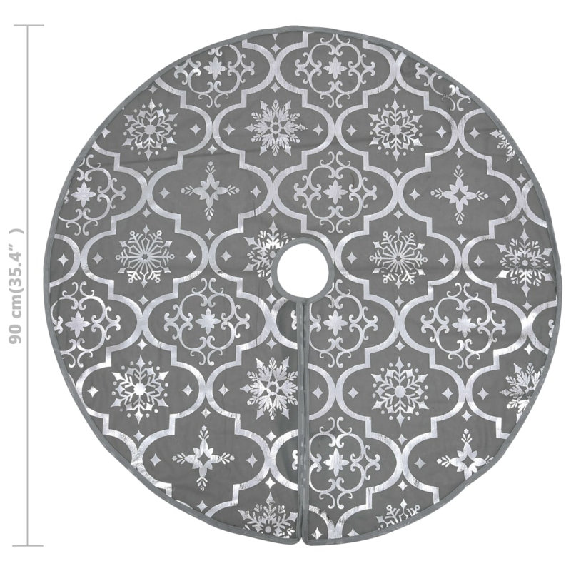 Kimber Luxury Christmas Tree Skirt with Sock, 90 cm, Grey