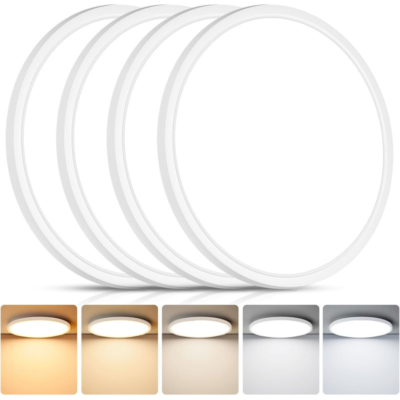 12" LED Flush Mount Ceiling Light 4 Pack, 24W Slim Dimmable 5CCT 3200LM