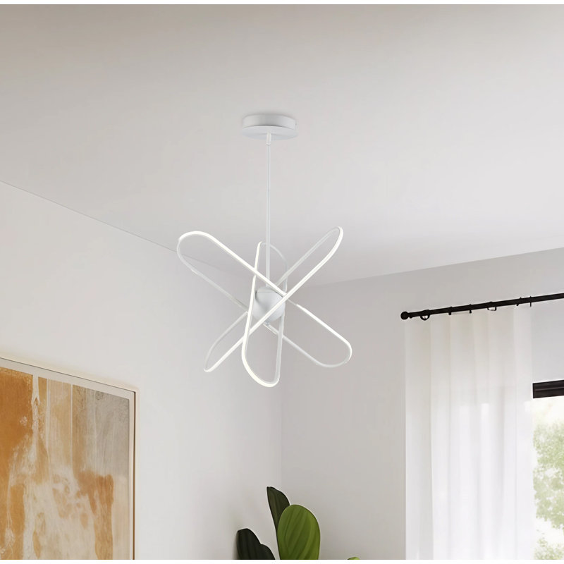 Luminaire suspendu unique à 3 lumières DEL Orchimont, Blanc, H 18,7 po x l 25 po x P 27,5 po
