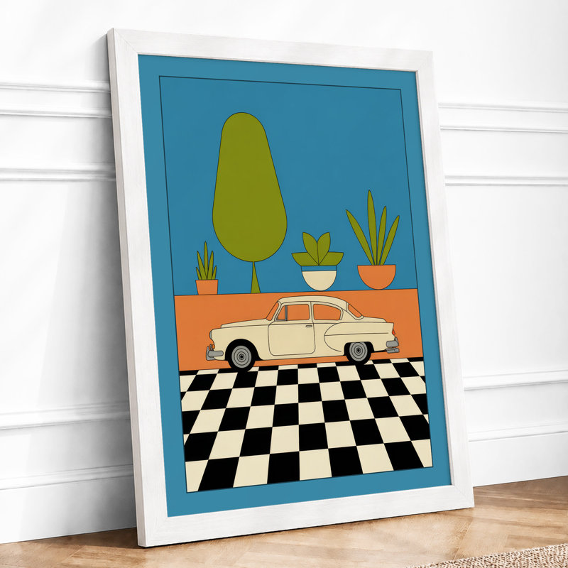 Motor Mid-Century - Framed Print, A4 - 29.7 x 21.0 cm, White