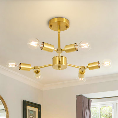 Plafonnier semi-encastré 6 lumières Spoutnik pour cuisine, salon et couloir