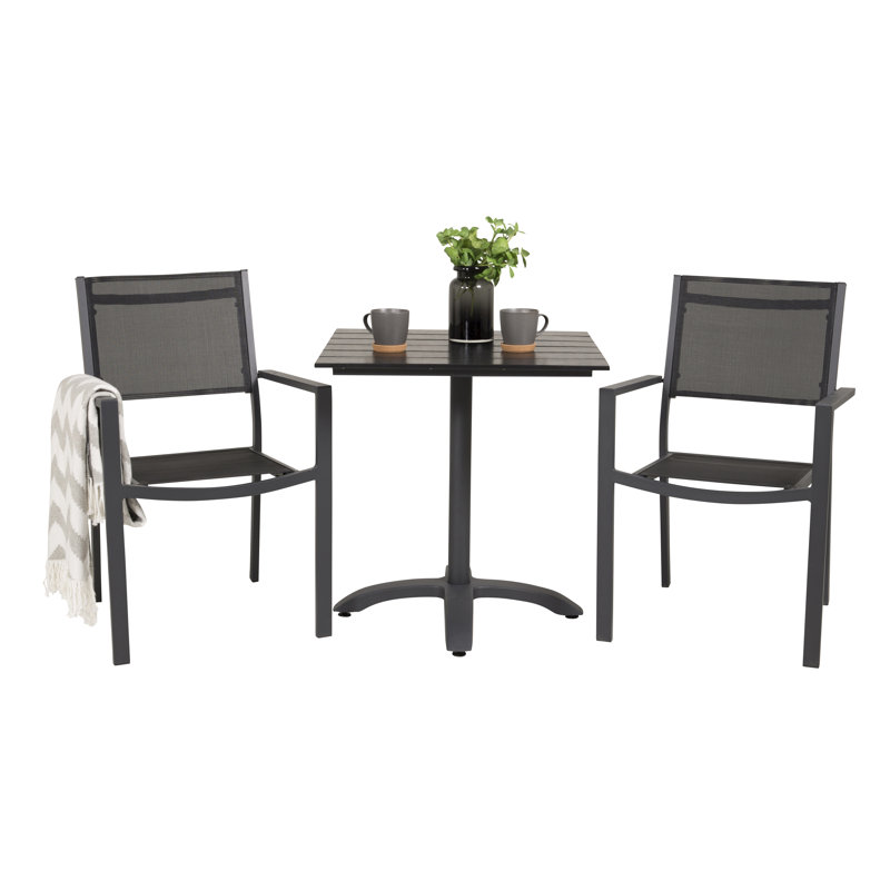 Eshan 2 - Person Patio Dining Set Square Table, Black