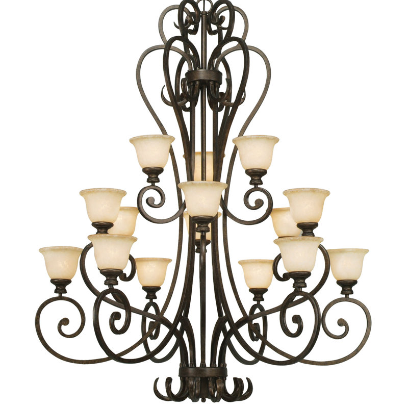 Anaeli 15 - Light Steel Dimmable Tiered Chandelier