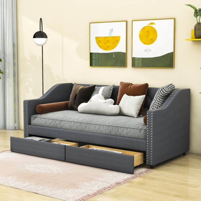 Cashmere Twin Size 2 Drawers Upholstered Daybed