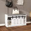 Banc de rangement pour chaussures Modern, banc d'entrée à 2 niveaux avec 2 portes de grange coulissantes et coussin de siège amovible et doux pour l'entrée