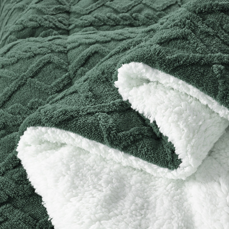 Ensemble d'édredon en jacquard Flock, King, Green