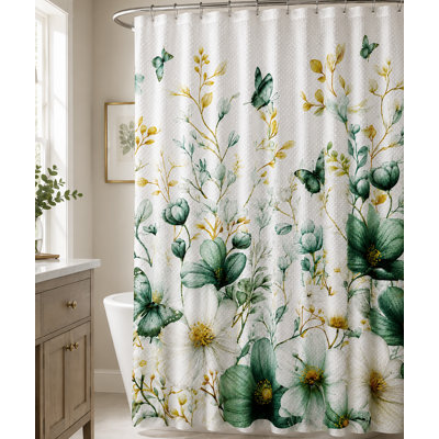 Ensemble de 15 pièces de tapis de bain en chenille moelleux vert sarcelle avec rideau de douche et crochets floraux