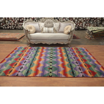 Tapis mauve en coton 9 pi 0 po x 6 pi 1 po One-of-a-Kind