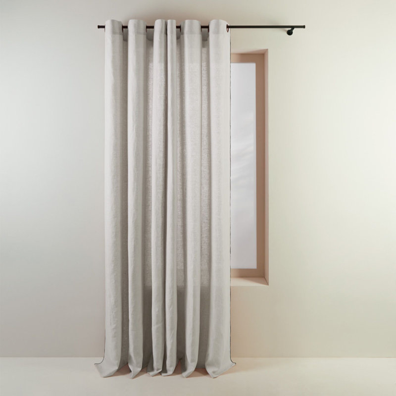 Linen Semi Sheer Curtain Single Panel, 350 x 280cm, Light Beige