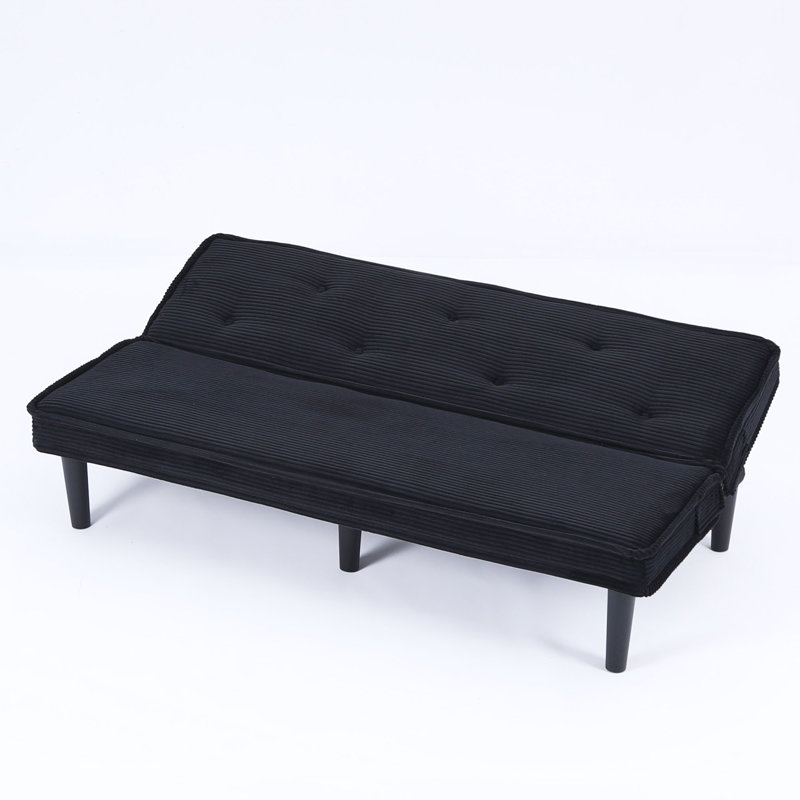 66-inch Corduroy Sofa Bed, Black