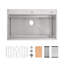 Évier de cuisine en acier inoxydable, bol simple 36 po x 22 po, lavabo sur pied fait à la main brossé, avec planche à découper, passoire, grille