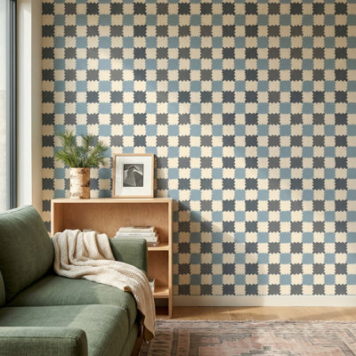 Papier peint géométrique Ikat