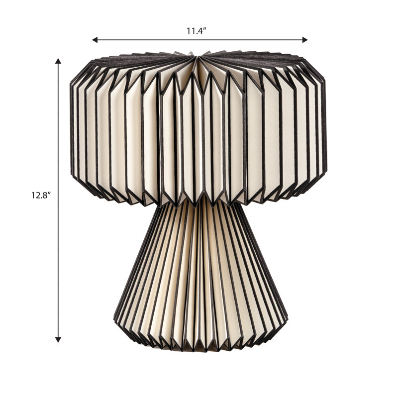 Lampe de table moderne à DEL 12,8 po Zelda, Noir/naturel