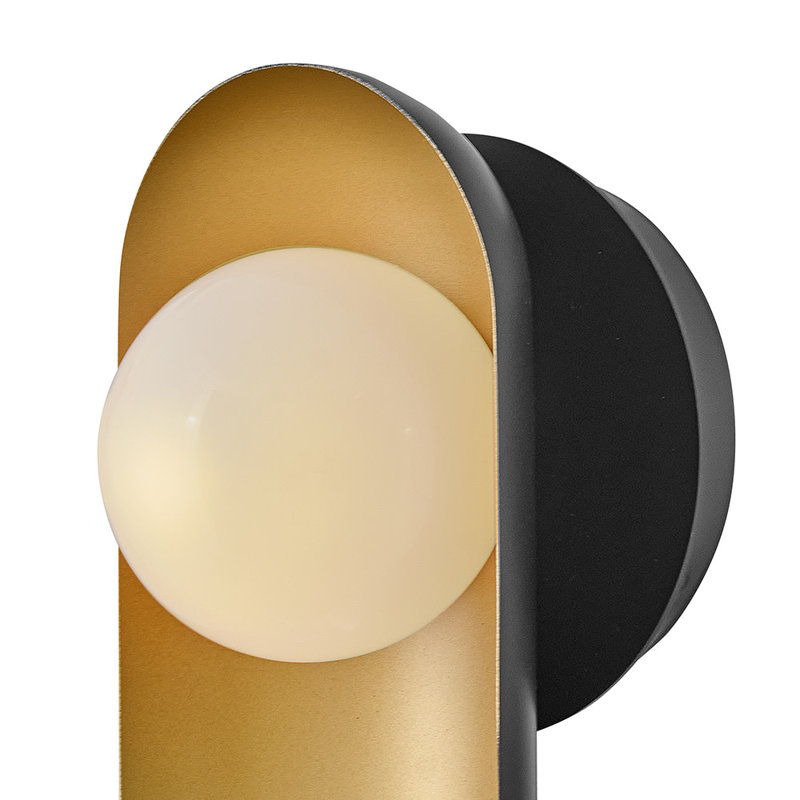 Medium Single Light Wall Sconce with Lacquered Brass Interior, Black;Bronze