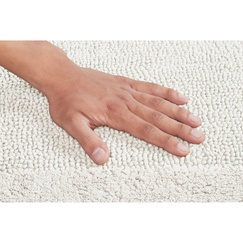 Edge 100% Cotton Tufted Premium 4 Piece Bath Rug Set Machine Washable Reversible Ultra Soft & Absorbent Bathroom Rugs, Ivory