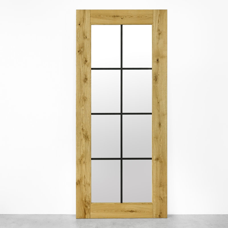 Wittig Oak Wood Sliding Barn Door Mirror Szpros, 100cm x210cm, Natural Oil
