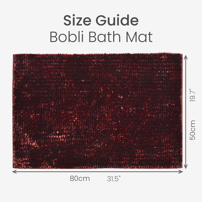 Margot Velvet Chenille Bobble Bath Mat, Brown