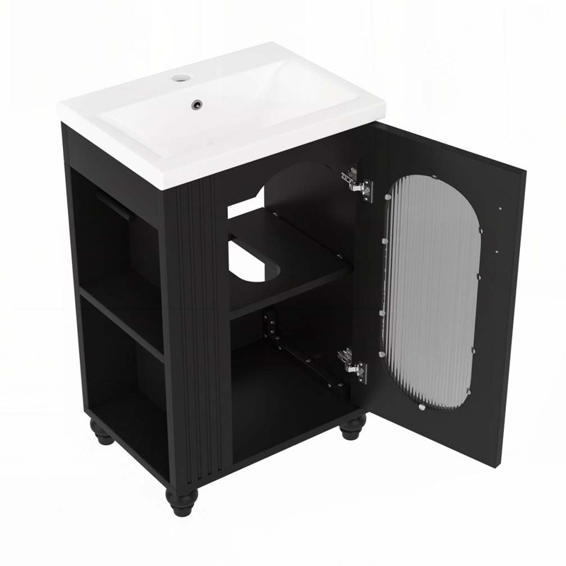 Meuble-lavabo de 20 po avec lavabo, meuble-lavabo, Noir