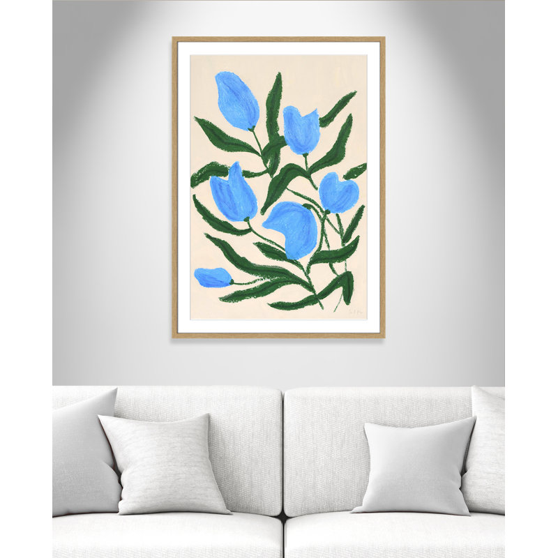 Imprimé de tulipes bleues par Camilla Bergqvist, H 41,5 po x l 29,5 po x P 1,25 po